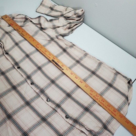 YoungLA Pearl Snap Shirt Men‎ Large Plaid Long Sleeve Western Ranch Casual - Picture 9 of 10